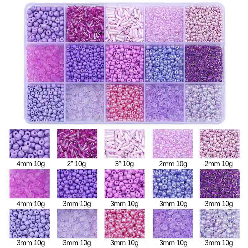 浅紫系 light purple series Fiasrel Glass Seed Beads size