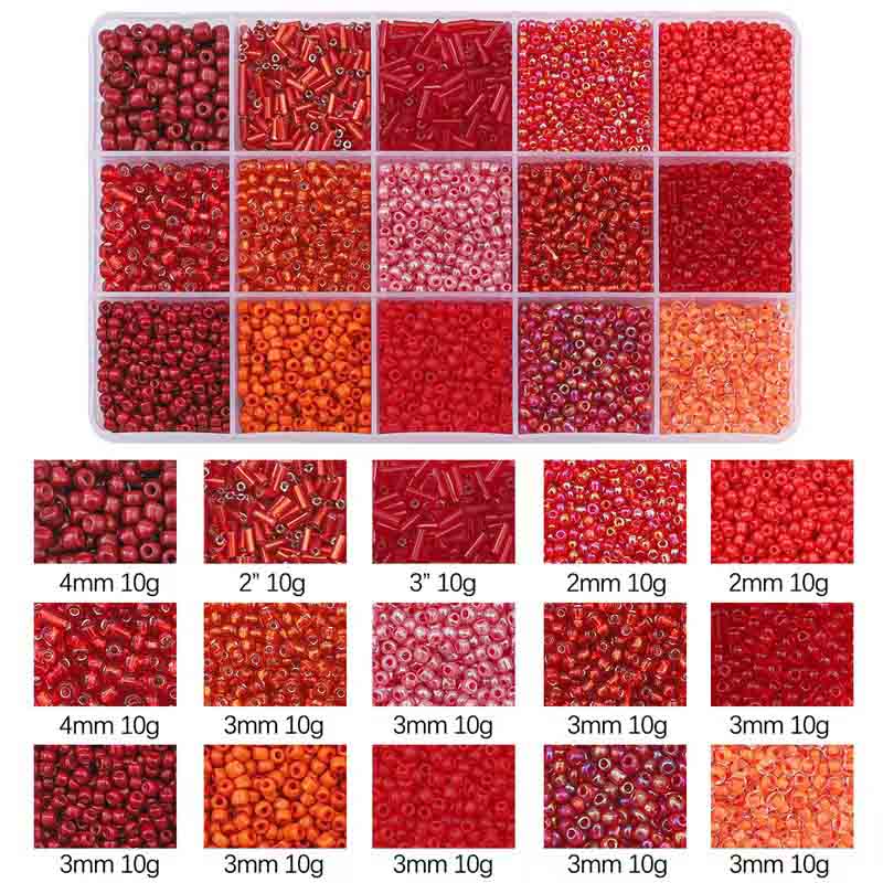 红色系 red series Fiasrel Glass Seed Beads size