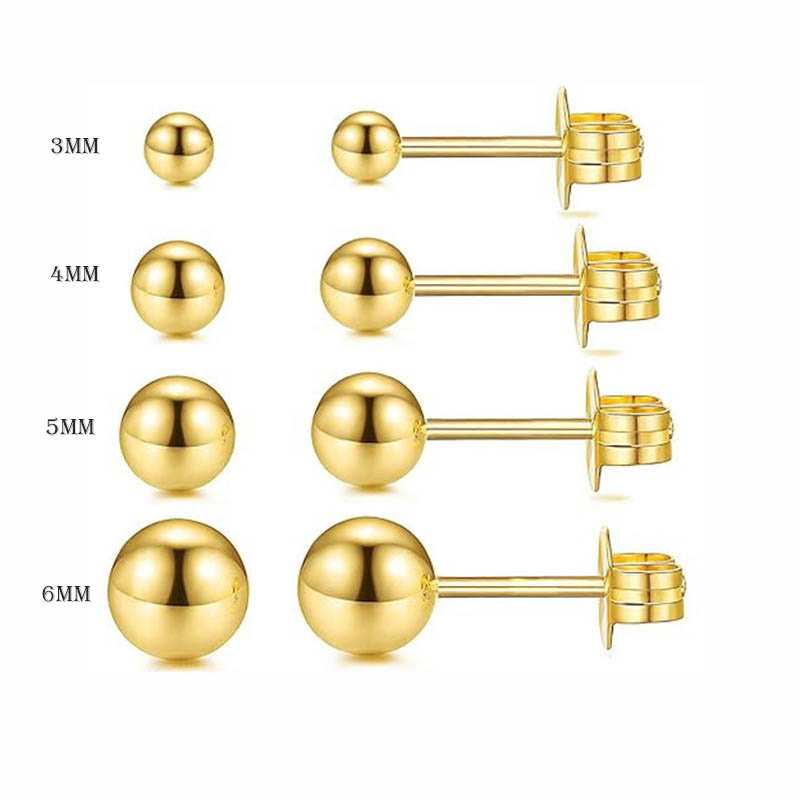 Fiasrel 10/50pairs/lot Simple Round Small Beaded Earrings Mini Earrings for Girls Fashion Stud Earrings Women Gift