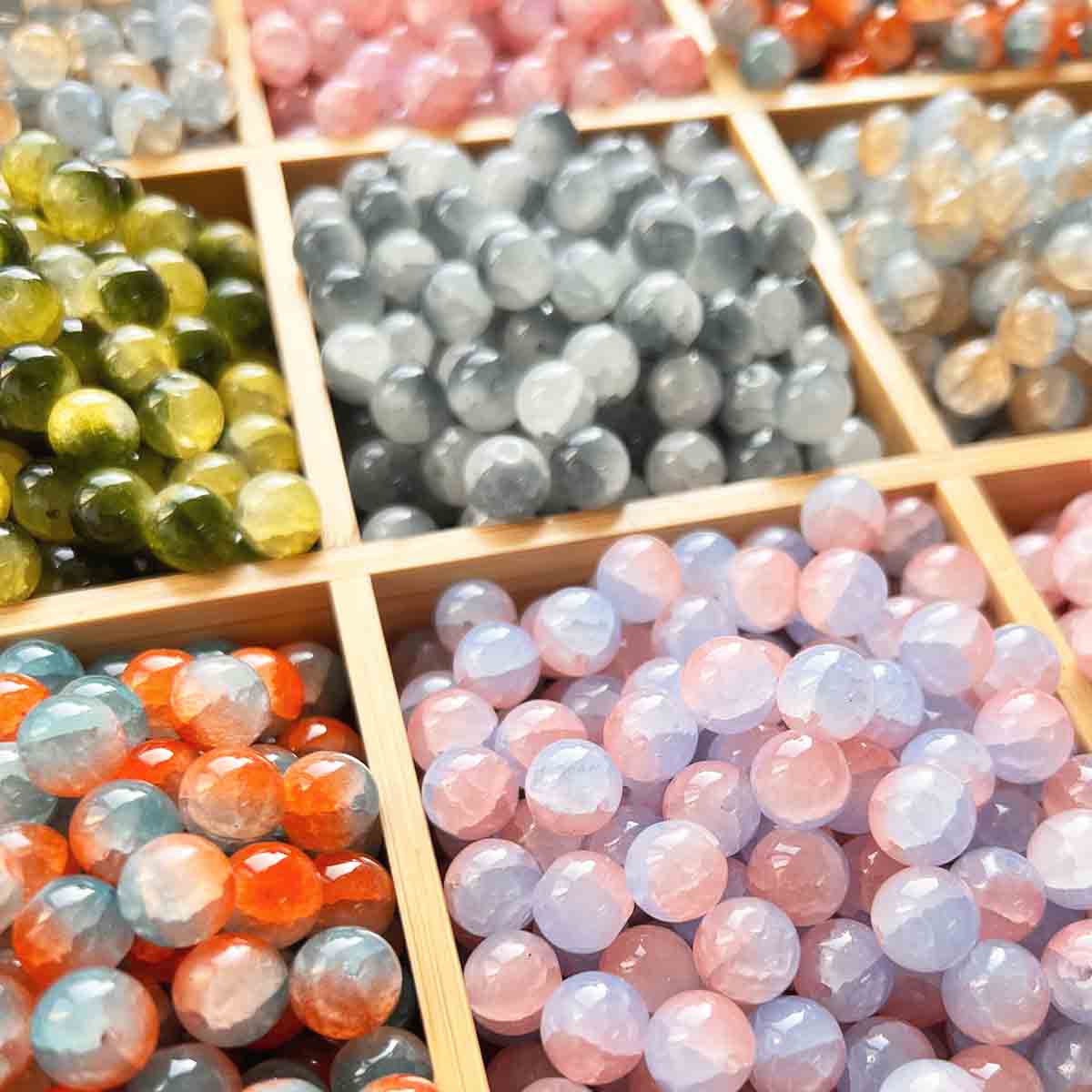 Fiasrel 1bundle 10mm Cracked Glass Beads DIY Jewelry Making Supplies for Bohemian Bracelets Necklaces & Vintage Hair Accessories