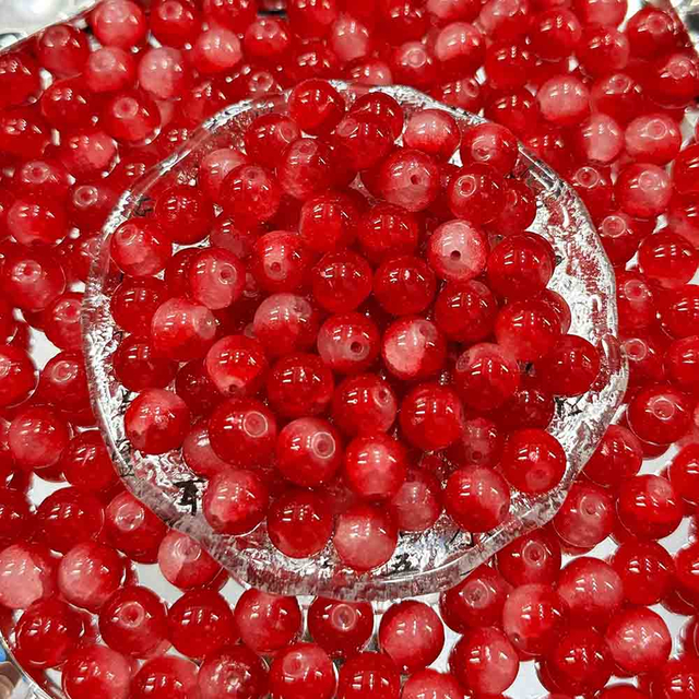 fiasrel 10mm Gradient Cracked Glass Jade Beads - Loose DIY Beads for Handmade Jewelry Accessories