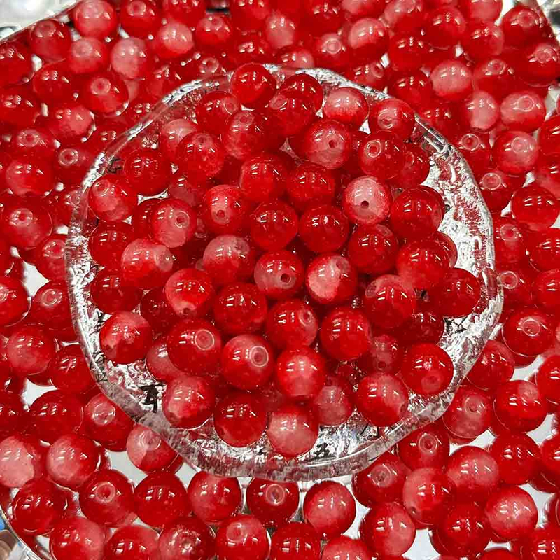 fiasrel 10mm Gradient Cracked Glass Jade Beads - Loose DIY Beads for Handmade Jewelry Accessories