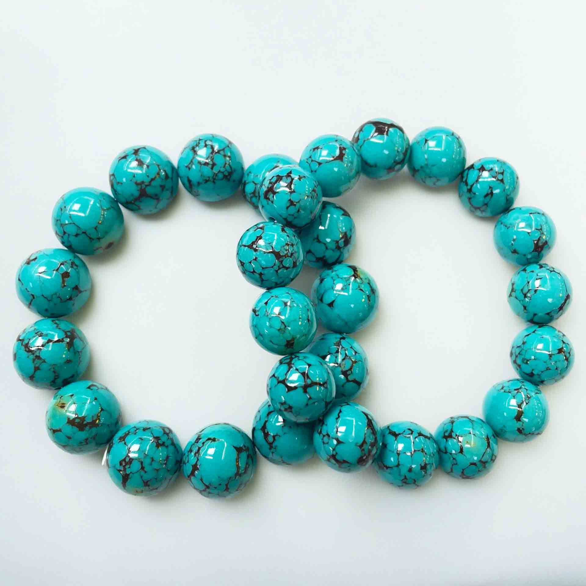 fiasrel 1bundle Green Turquoise Drum Beads - Tibetan Round Spacer Beads for DIY Jewelry Making