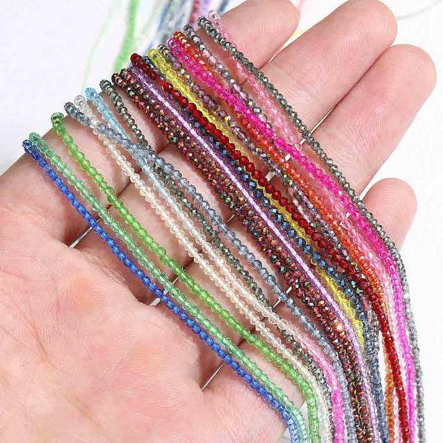 fiasrel 1bundle 2mm Colored Spinel Natural Stone Faceted Beads Cut Glass Round Spacer Beads Loose Beads for DIY Jewelry Making