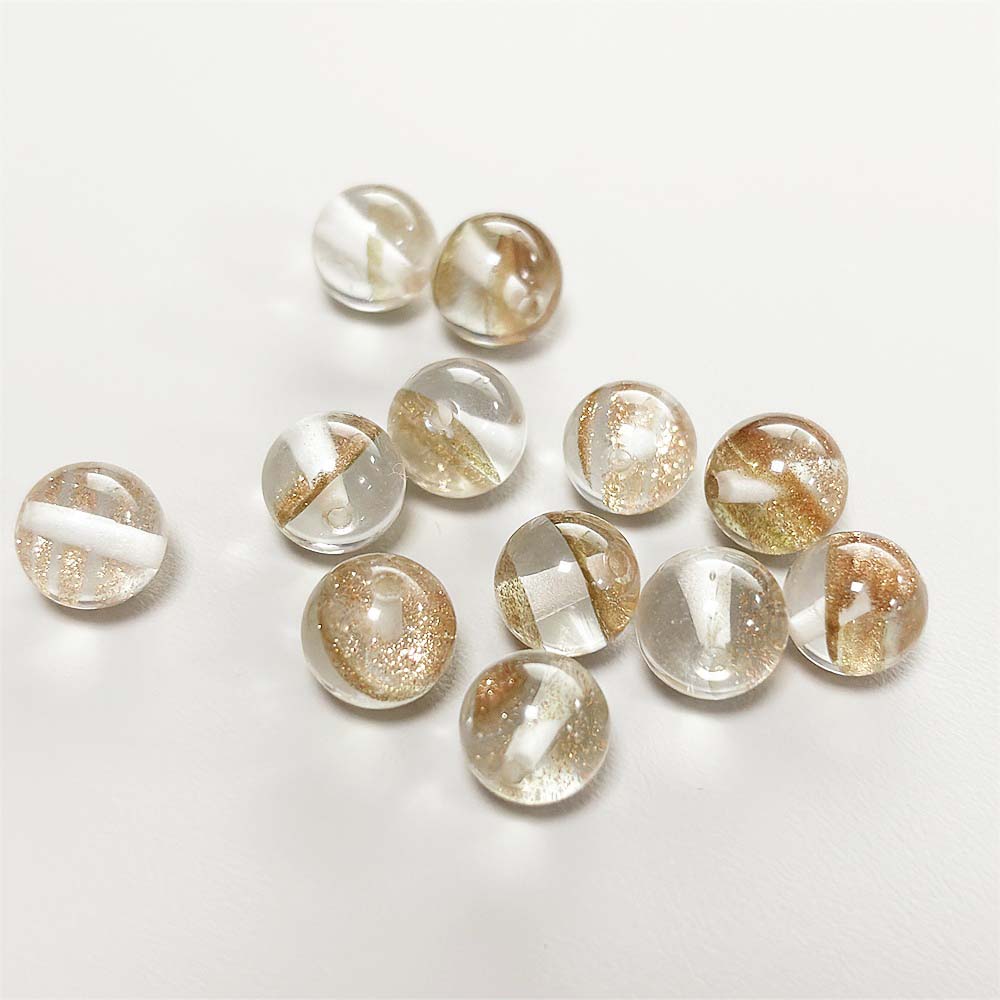 fiasrel 1bundle Japanese-style Glass Beads with Gold Sand DIY Crystal Round Beads for Jewelry Making