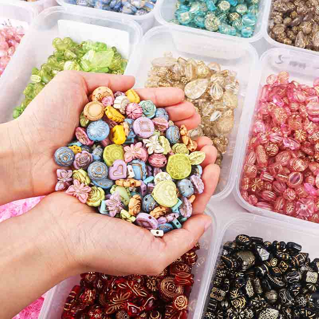 fiasrel 1bundle DIY Irregular-Shaped Beading Kit - Baroque-Style Gold-Trimmed Beads for Bracelet Making