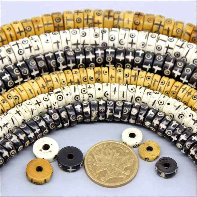 fiasrel 1bundle Ox Bone Carved Tibetan-style Cross Spacer Beads