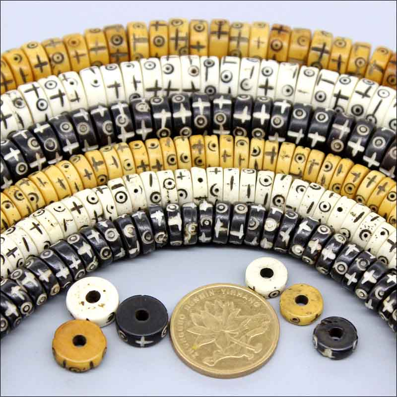 fiasrel 1bundle Ox Bone Carved Tibetan-style Cross Spacer Beads