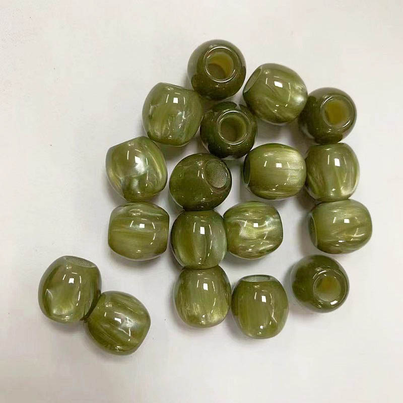 fiasrel 1bundle 12×12mm Resin Barrel Beads with Wide Straight Hole DIY Bracelet Making Meditation Beads