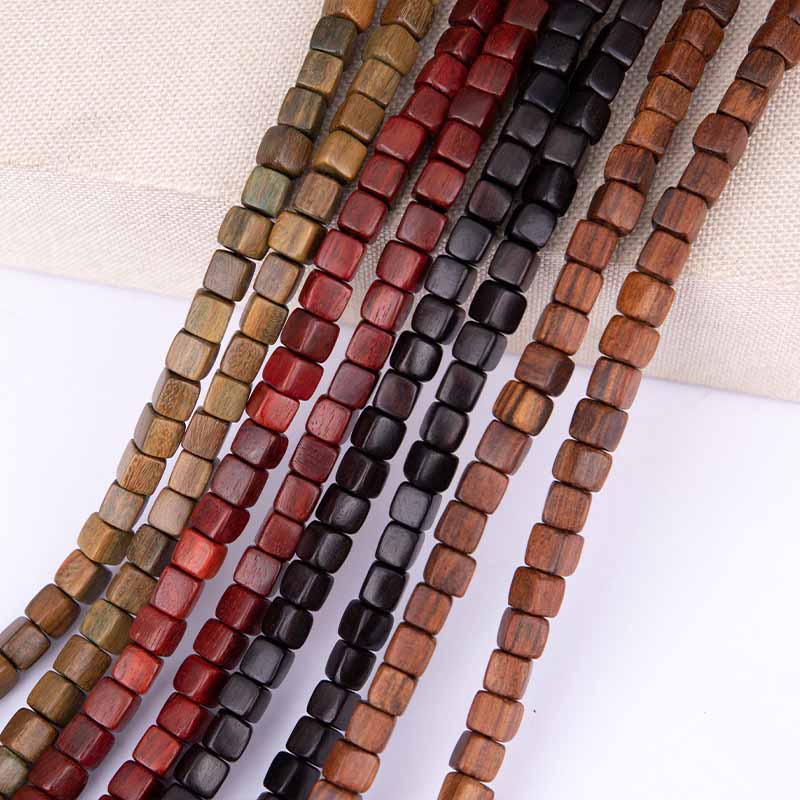 fiasrel 1bundle Assorted Square Wooden Beads Argentine Green Sandalwood EbonyBloodwood & Black Rosewood – DIY Loose Beads for Jewelry Making