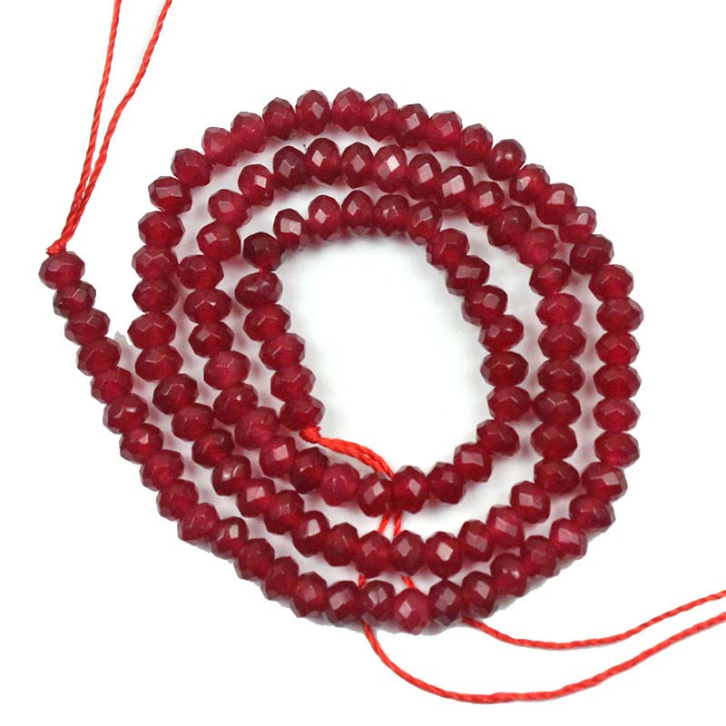 fiasrel 1bundle 3*4mm Faceted Spacer Beads Mixed Color Agate Gemstone Beads Rose Red, Yellow, Green, White - DIY Beads for Necklace, Bracelet Earring Making