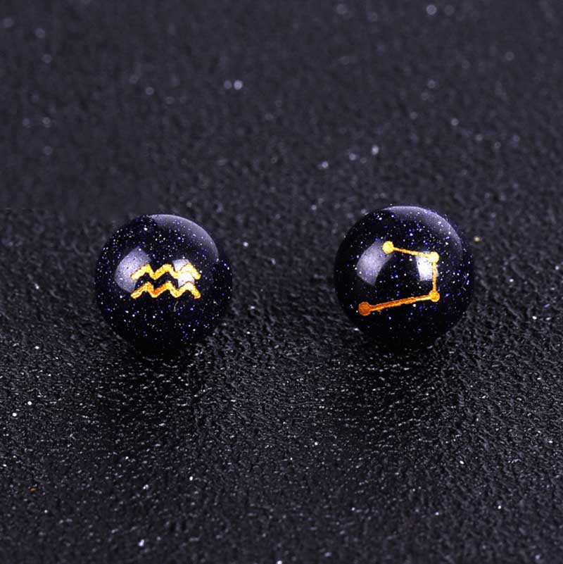 fiasrel 1bundle 10mm Gold-Foiled Zodiac Beads – Single Decorative Beads DIY Loose Beads for Jewelry Making & Crafts