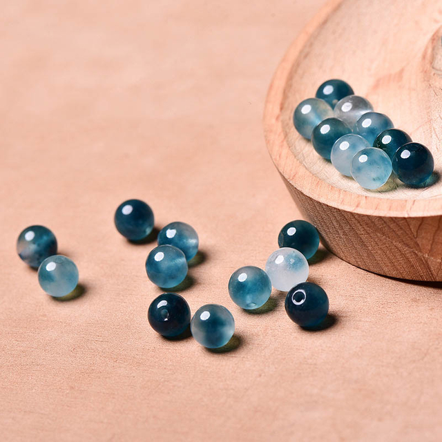 fiasrel 4-14mm Natural Ice Blue Chalcedony Beads Floating Floral Round Beads