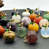 fiasrel Apple Pendant - Natural Stone Crystal Agate/Amethyst/Rose Quartz Tiny Apple Charm for DIY Necklace & Earrings Jewelry