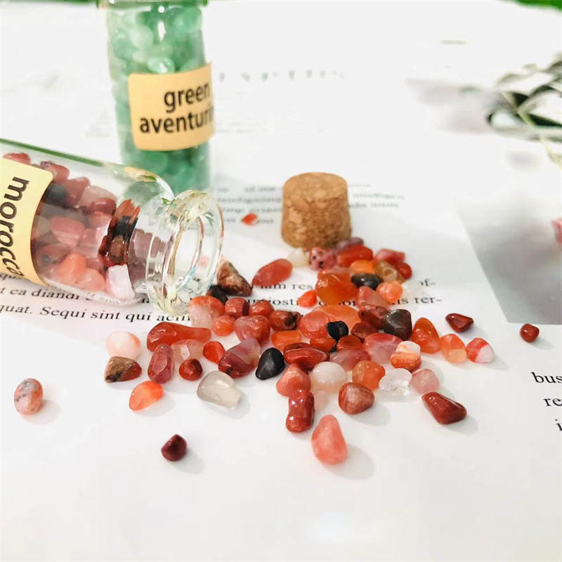 fiasrel 1bundle Natural Crystal Chips in Bottle - Small Granule Aroma Diffuser Stones & Wish Bottle/Dream Jar Labels