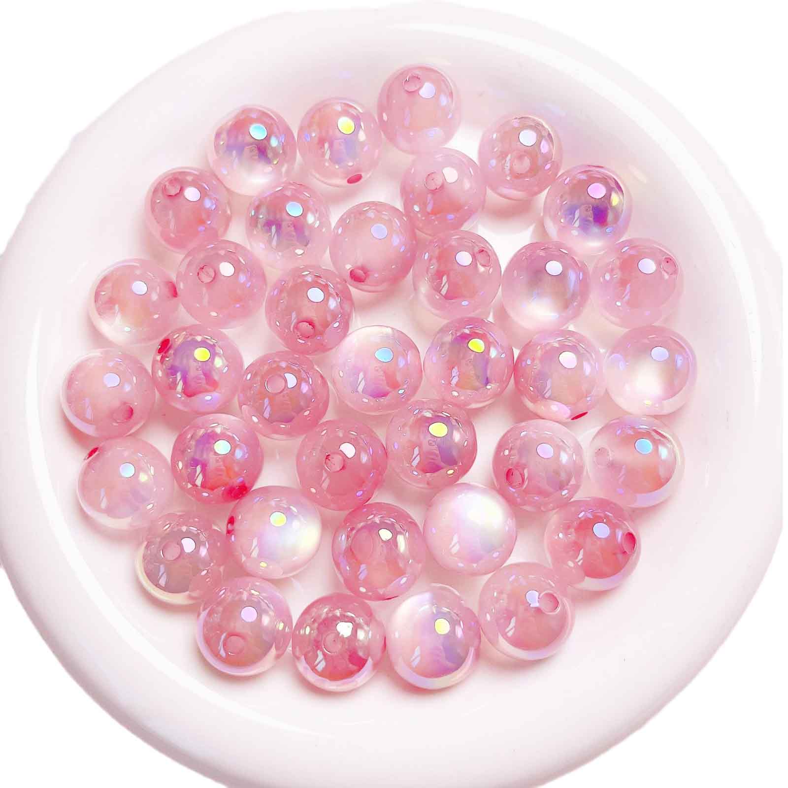 fiasrel 1bundle High-Gloss UV Coated Jelly Cat's Eye Acrylic Round Beads – Straight Hole DIY Beads for Phone Straps, Car Charms & Keychain Accessories