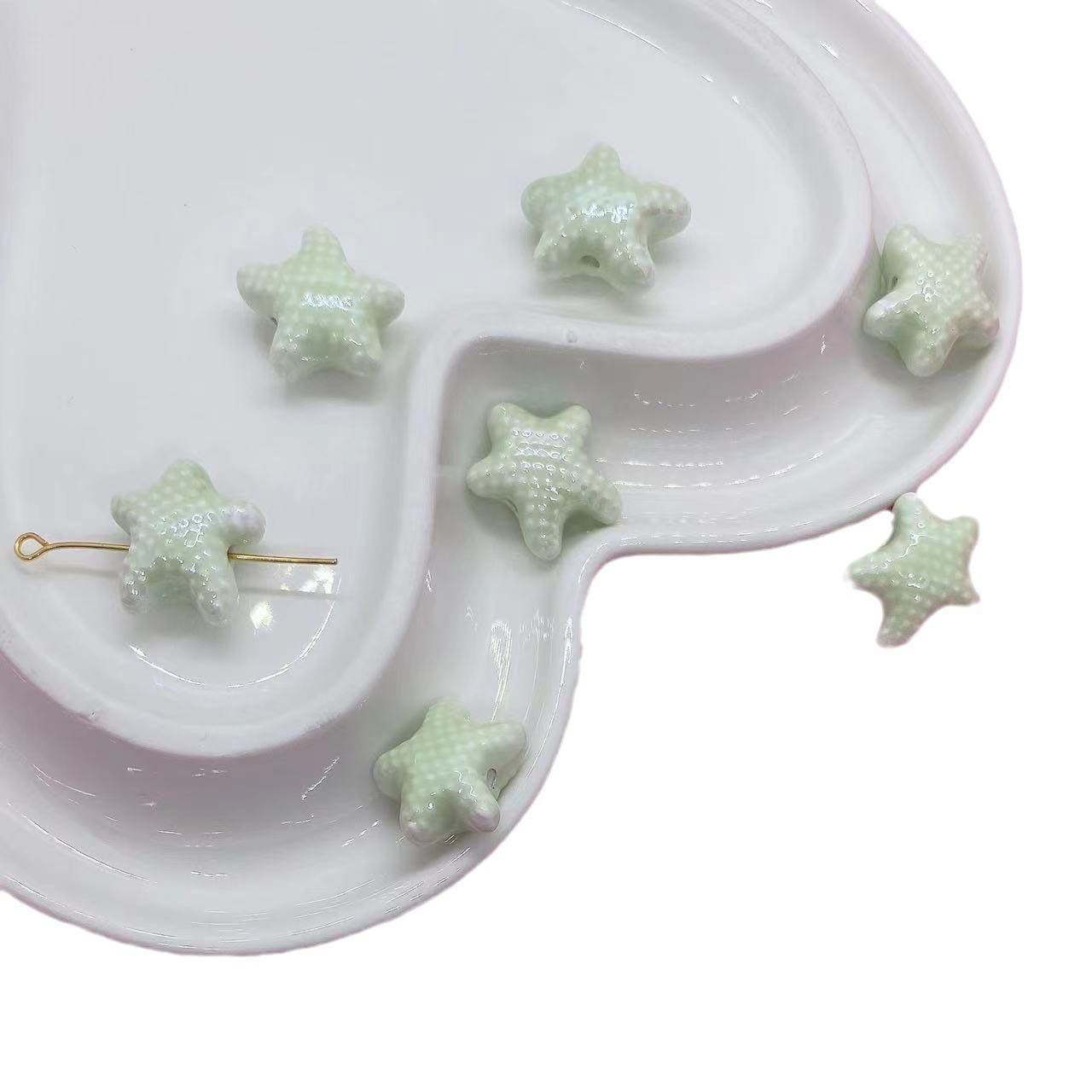 fiasrel 1bundle Light Aqua Green Ceramic Beads – DIY Handmade Stringing Beads for Bracelet Crafting, Round Loose Beads & Jewelry Accessories