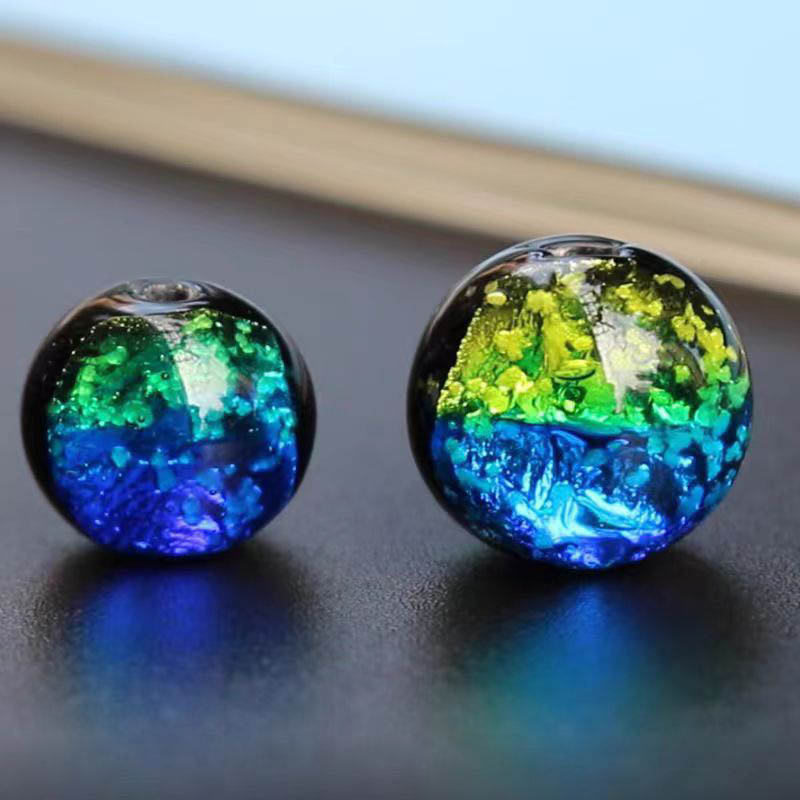 fiasrel 1bundle Galaxy Handmade Glass Beads – Glow in the Dark Round Beads for DIY Jewelry, Bracelet & Necklace Stringing Supplies