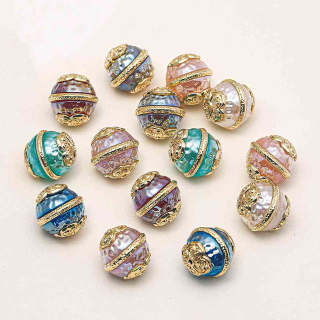 fiasrel 1bundle Mermaid Princess Alloy Round Beads – Exotic Western Style Loose Beads for Handmade DIY Jewelry Crafting