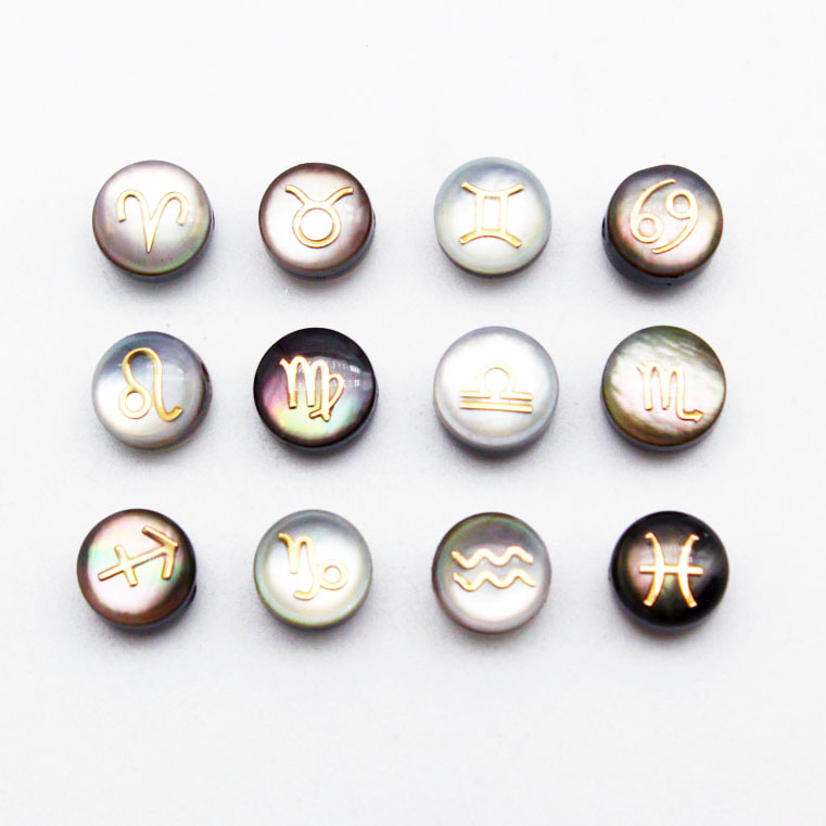 fiasrel 1bundle Gold Foil Zodiac Spacers – DIY Handmade Jewelry Supplies for Bracelets & Necklaces