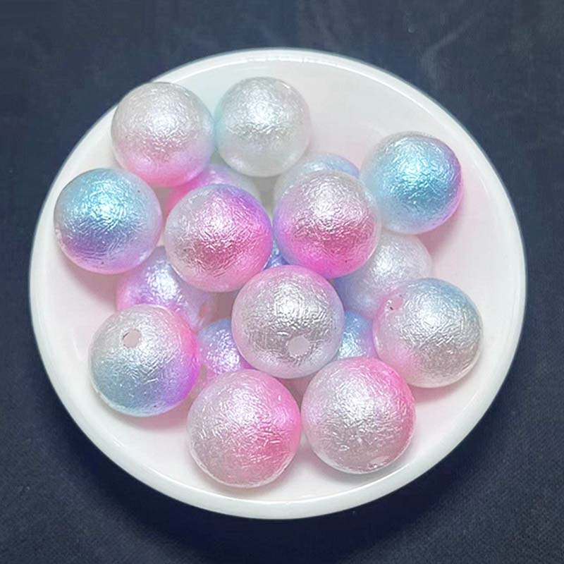 fiasrel 1bundle 16mm Wrinkled Acrylic Beads Gradient Color Straight-Hole Beads for DIY Crafts