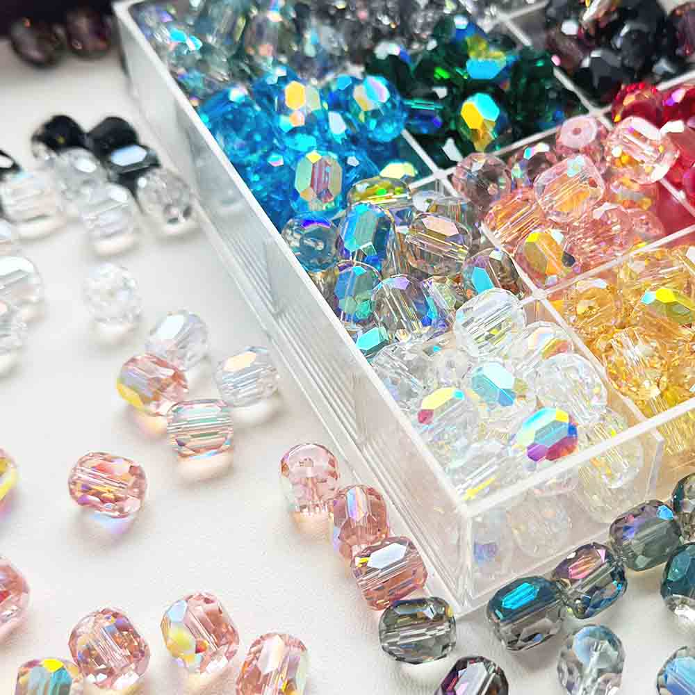 fiasrel 1bundle 10mm Faceted Long Cylinder Crystal Glass Beads – Ultra-Transparent Sparkly DIY Supplies for Phone Charms & Bracelets