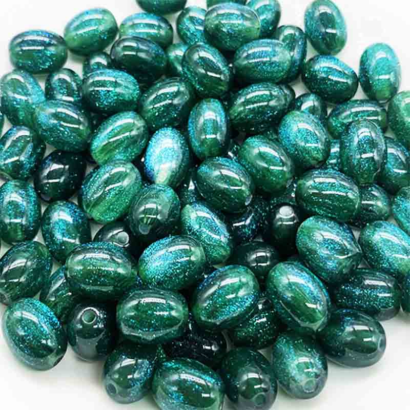 fiasrel 1bundle Mermaid Iridescent Starry Sky Jujube Beads Resin Cat’s Eye Effect Straight-Hole Loose Beads for DIY Necklace & Bracelet Crafting