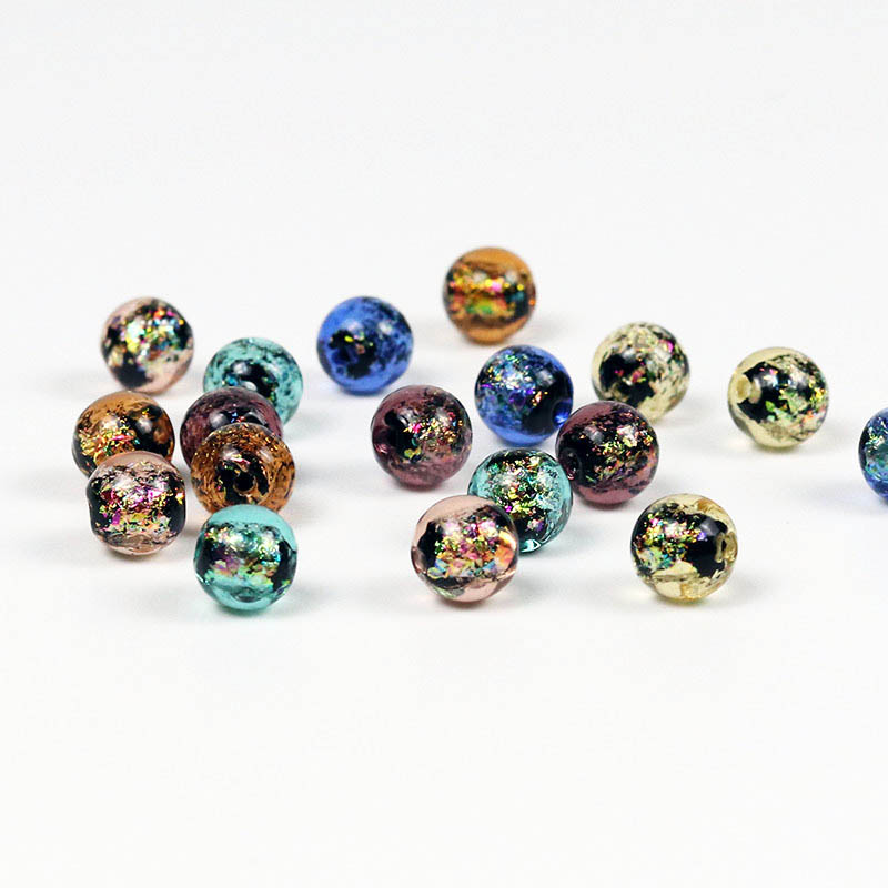fiasrel 1bundle New Collection Handcrafted Glazed Glass Beads Iridescent Pierced Loose Beads for DIY Jewelry & Bracelet Making