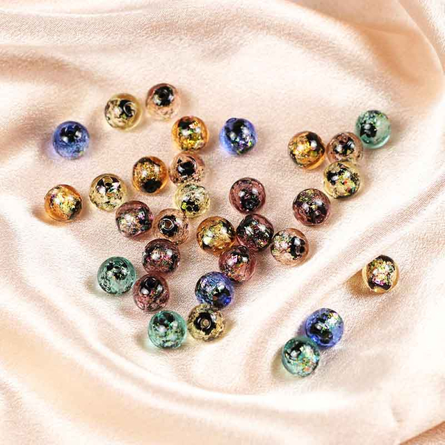 fiasrel 1bundle New Collection Handcrafted Glazed Glass Beads Iridescent Pierced Loose Beads for DIY Jewelry & Bracelet Making