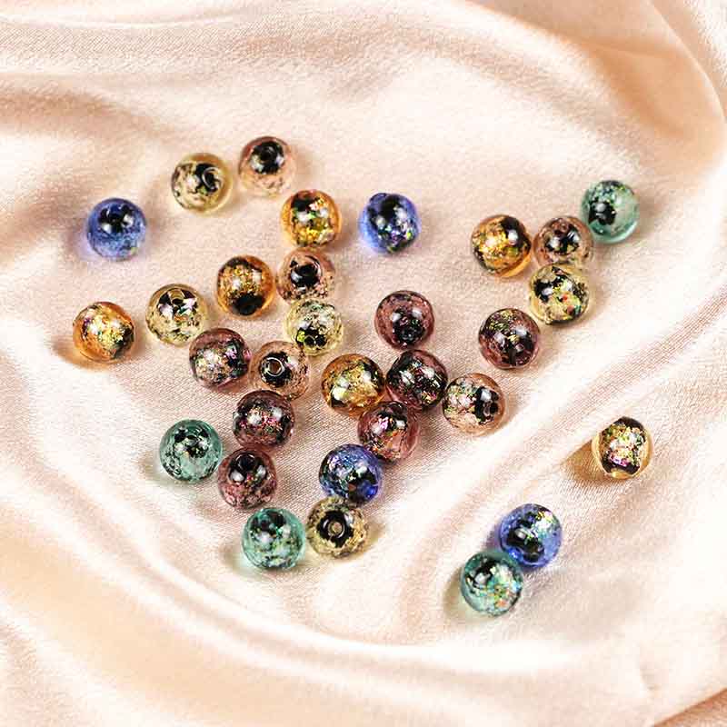 fiasrel 1bundle New Collection Handcrafted Glazed Glass Beads Iridescent Pierced Loose Beads for DIY Jewelry & Bracelet Making