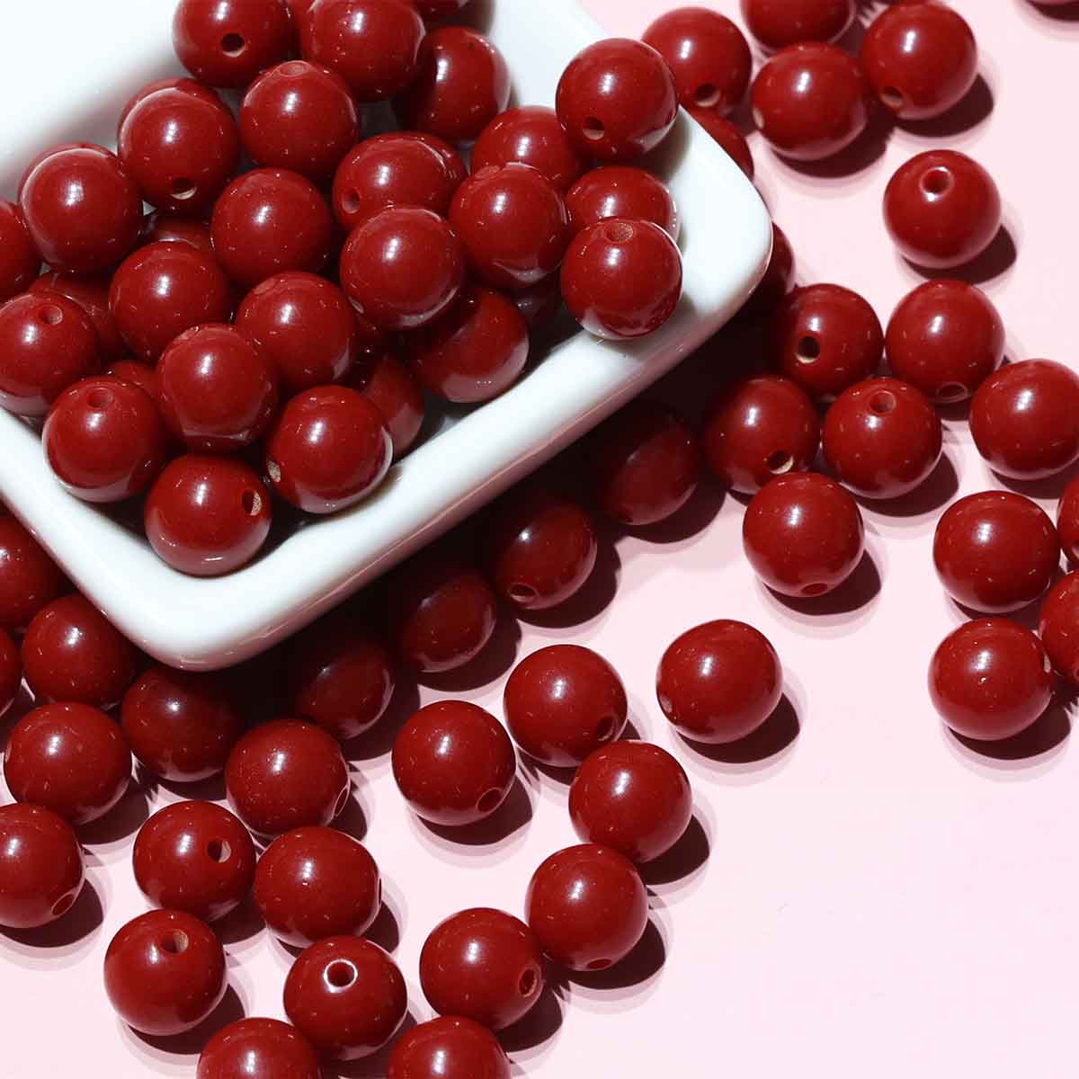 fiasrel 1bundle New 10mm Cat's Eye Resin Beads - DIY Red Round Spacer Beads for Bracelet & Necklace Jewelry Making 