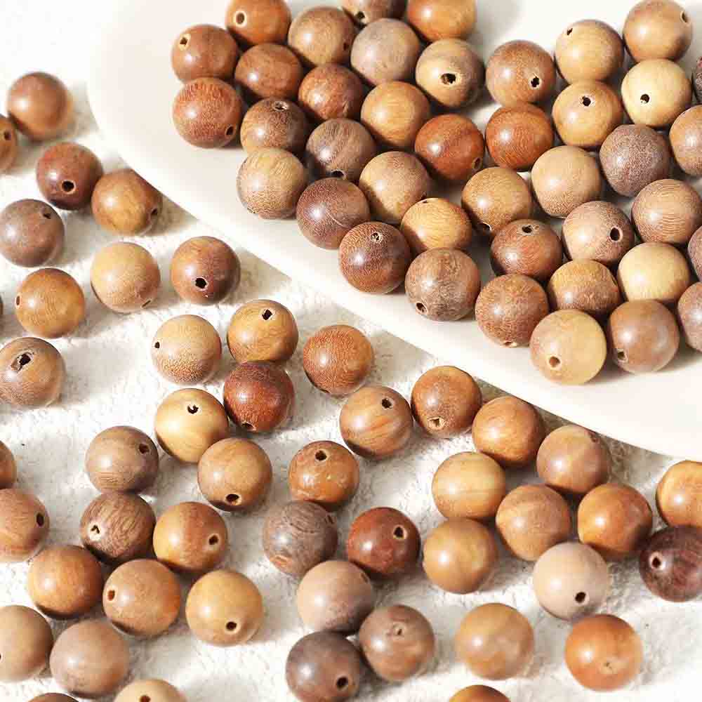 fiasrel 1bundle 8MM Wooden Beads Assortment – Natural Solid Wood Round Beads for Vintage Chinese-style DIY Bracelet & Necklace Crafting