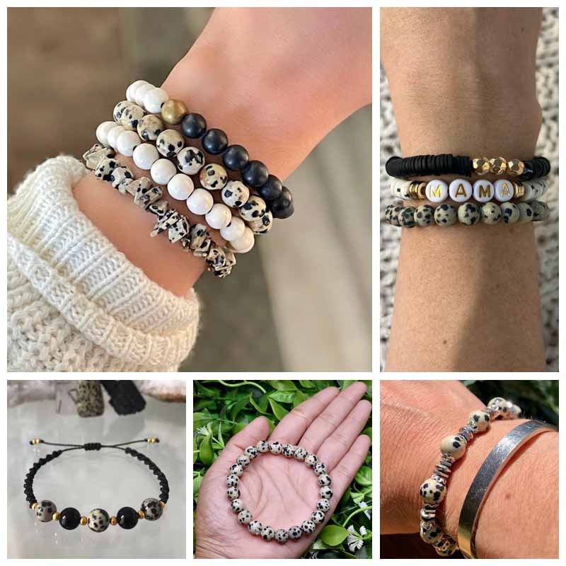 fiasrel Natural Spotted Stone Beads Black Speckled Stone Abacus Beads for DIY Jewelry and Stringing