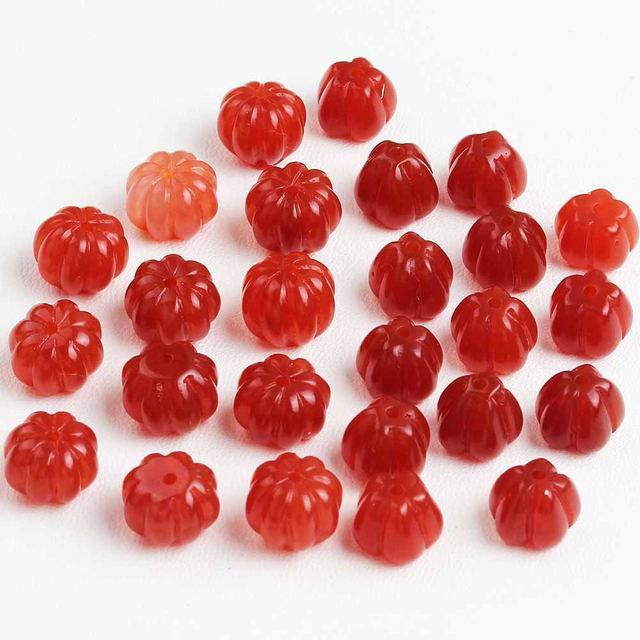 fiasrel 1bundle 8×10mm Imitation Red Agate Pumpkin Beads – Semi-Finished Loose Beads for 