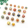 Ancient Gold-Enamel Cloisonné Beads – Hand-Painted Drip-Glaze Round & Barrel Spacer Beads with Through-Hole for DIY Necklaces/Bracelets