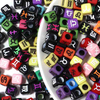 fiasrel 1bundle Acrylic Zodiac Square Beads – 7mm Large-Hole Letter Beads for DIY Jewelry Making