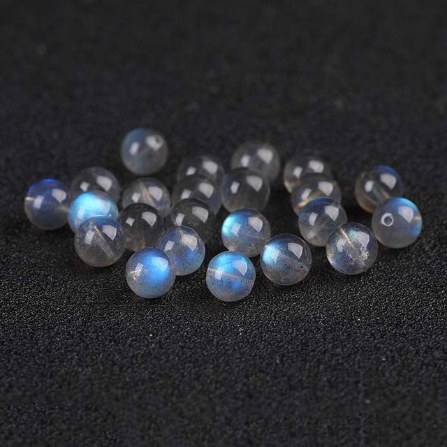 fiasrel Loose Gray-Blue Moonstone Beads – Round Semi-Finished DIY Beads for Handmade Jewelry Stringing
