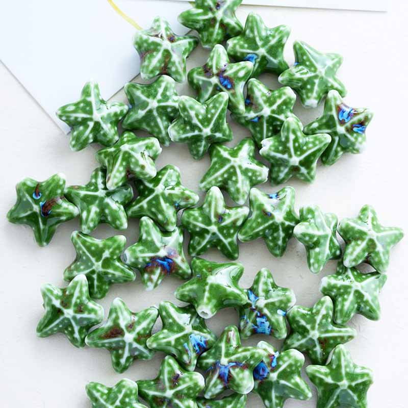 Fiasrel Printed starfish ceramic beads