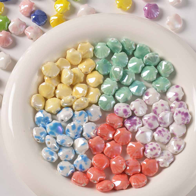 Fiasrel Ocean Series tinted shell ceramic beads