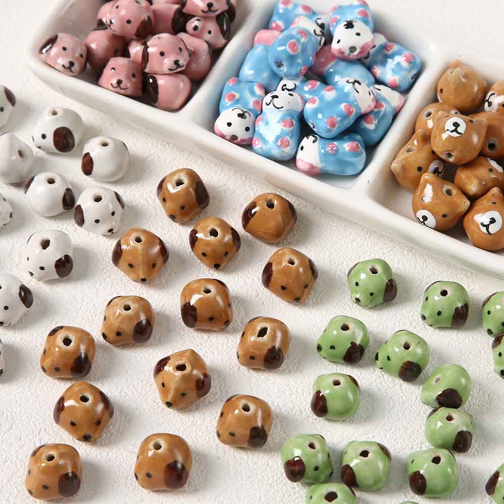 Fiasrel Cute hand-painted animal ceramic beads