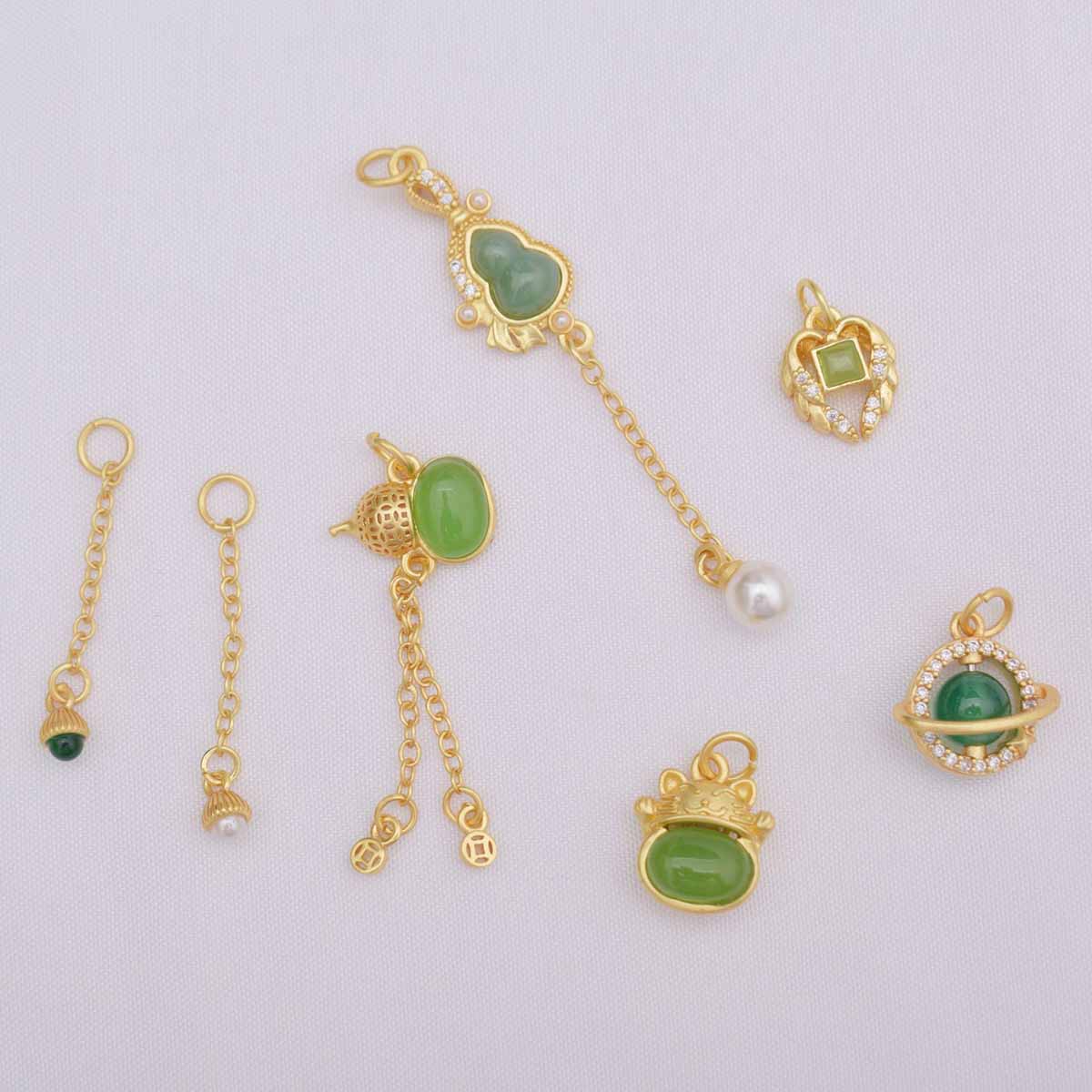 Fiasrel DIY Sand Gold Rabbit Clover Gourd Samll Drop Pendant
