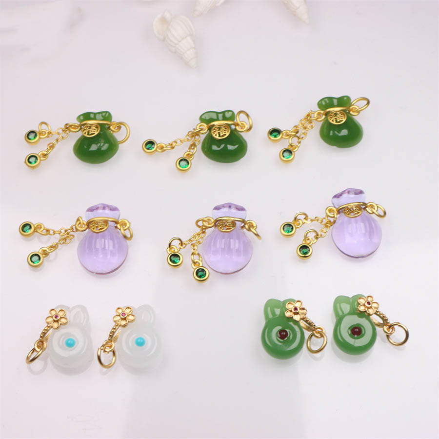 Fiasrel diy Lucky bag jade Drop Pendant