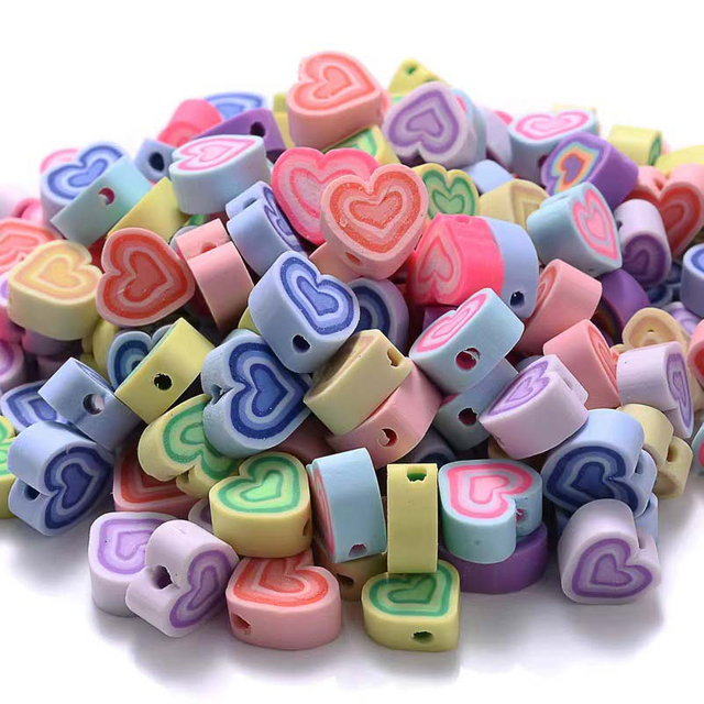 Fiasrel 1000pcs Kaleidoscope, peach heart, soft ceramic beads