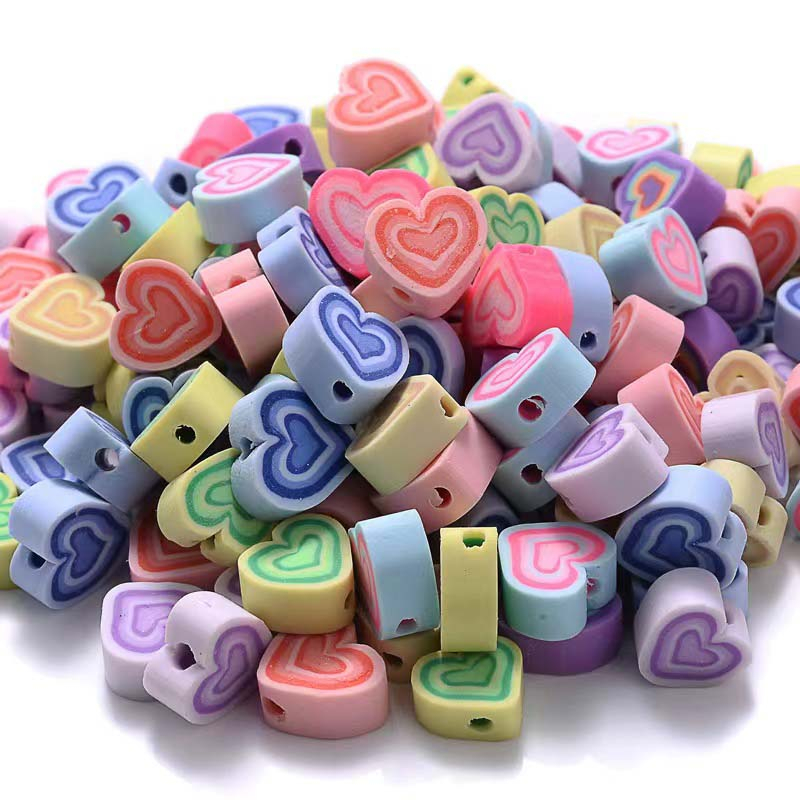 Fiasrel 1000pcs Kaleidoscope, peach heart, soft ceramic beads