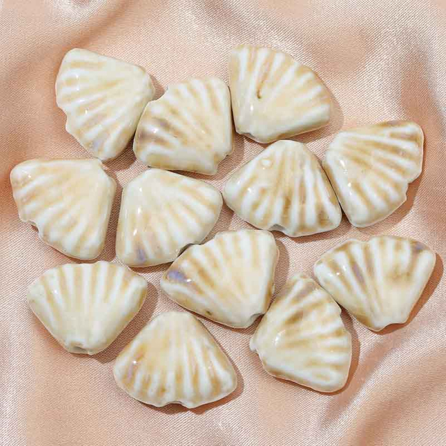 Fiasrel 10pcs Monochrome shell ceramic beads