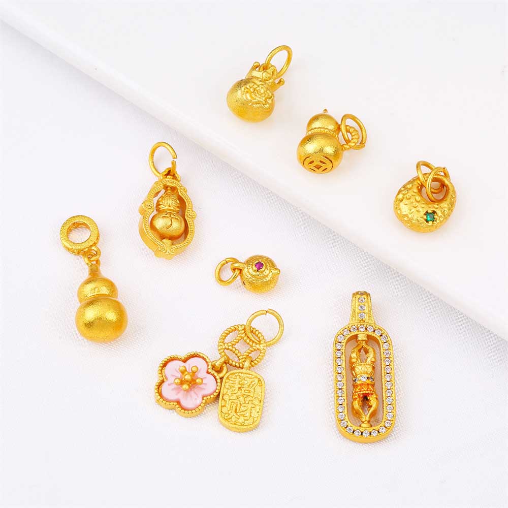 Fiasrel Gourd, Peach blossom and Vajra Drop Pendant