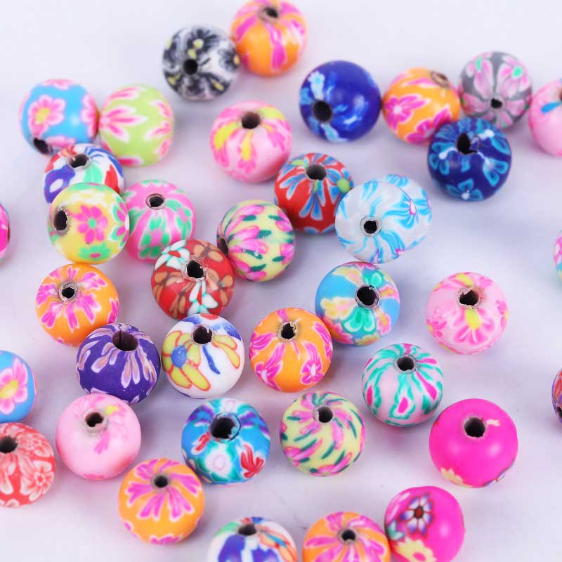 Fiasrel 6/8/10mm Colored soft clay loose beads