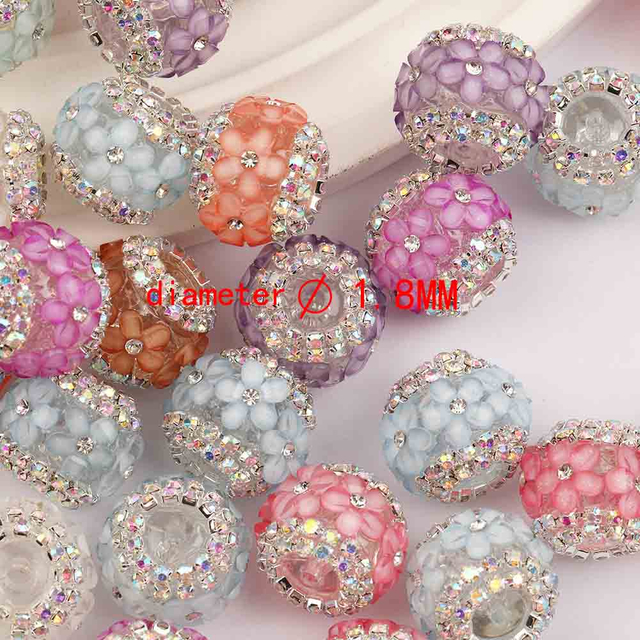 Fiasrel 50pcs Studded with hydrangeas DIY Shamballa Beads