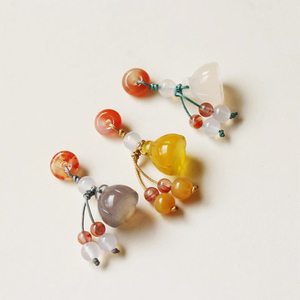 Fiasrel DIY Nan Hong Yellow chalcedony lotus pod Drop Pendant