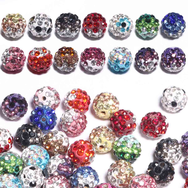 Fiasrel 20pcs Three rows of drills made of clay DIY Shamballa Beads